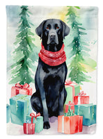 Black Labrador Retriever Christmas House Flag