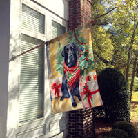 Black Labrador Retriever Christmas House Flag