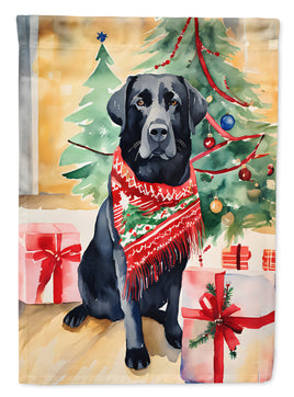 Black Labrador Retriever Christmas House Flag