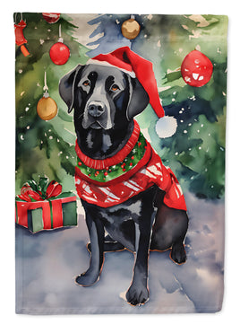 Black Labrador Retriever Christmas House Flag