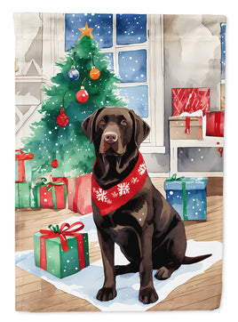 Chocolate Labrador Retriever Christmas House Flag