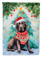 Chocolate Labrador Retriever Christmas House Flag