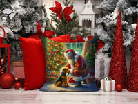 Airedale Terrier and Santa Claus Throw Pillow