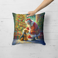 Airedale Terrier and Santa Claus Throw Pillow