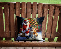 Akita and Santa Claus Throw Pillow