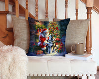 Alaskan Malamute and Santa Claus Throw Pillow