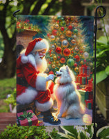 American Eskimo and Santa Claus Garden Flag