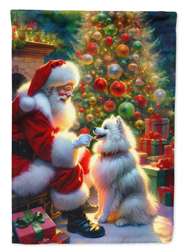 American Eskimo and Santa Claus Garden Flag