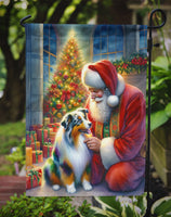 Australian Shepherd and Santa Claus Garden Flag