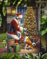 Basenji and Santa Claus Garden Flag