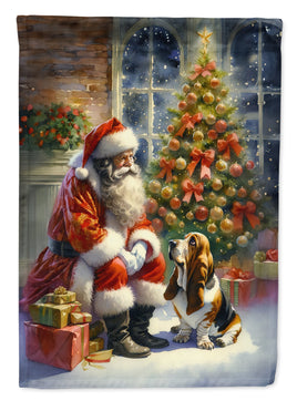 Basset Hound and Santa Claus Garden Flag