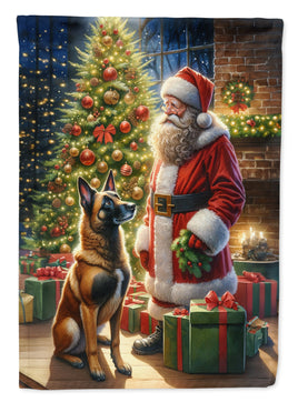 Belgian Malinois and Santa Claus House Flag