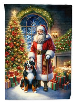 Bernese Mountain Dog and Santa Claus House Flag