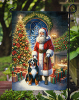 Bernese Mountain Dog and Santa Claus Garden Flag