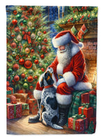 Bluetick Hound and Santa Claus Garden Flag