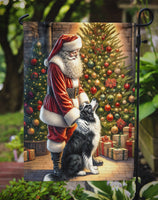 Border Collie and Santa Claus Garden Flag