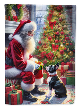 Boston Terrier and Santa Claus Garden Flag