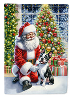 Boston Terrier and Santa Claus Garden Flag