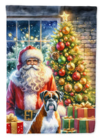 Boxer and Santa Claus Garden Flag