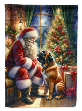 Bullmastiff and Santa Claus House Flag