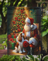 Cavalier Spaniel and Santa Claus Garden Flag