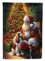 Cavalier Spaniel and Santa Claus Garden Flag