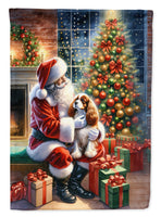 Cavalier Spaniel and Santa Claus Garden Flag