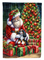 Cavalier Spaniel and Santa Claus Garden Flag