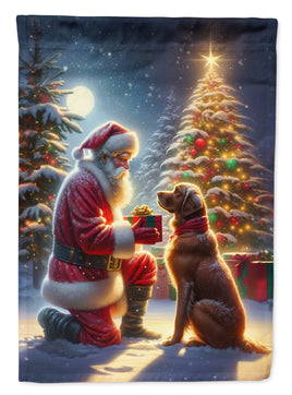 Chesapeake Bay Retriever and Santa Claus Garden Flag