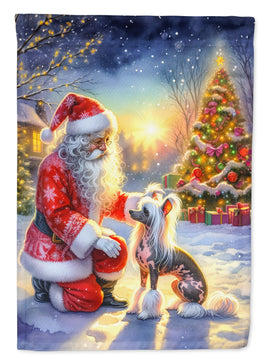 Chinese Crested and Santa Claus House Flag