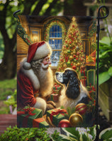 English Springer Spaniel and Santa Claus Garden Flag