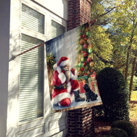 Black Pug and Santa Claus House Flag