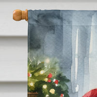 Black Pug and Santa Claus House Flag