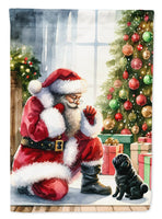 Black Pug and Santa Claus House Flag