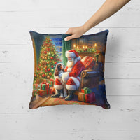 Welsh Springer Spaniel and Santa Claus Throw Pillow