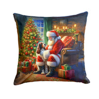 Welsh Springer Spaniel and Santa Claus Throw Pillow