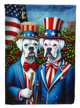 All American White Boxer Garden Flag