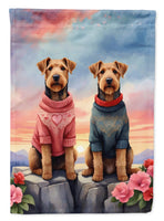 Airedale Terrier Two Hearts House Flag