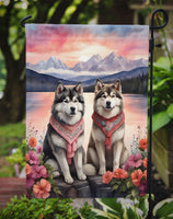 Alaskan Malamute Two Hearts Garden Flag