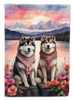 Alaskan Malamute Two Hearts Garden Flag