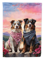 Australian Shepherd Two Hearts House Flag