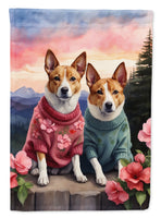 Basenji Two Hearts House Flag