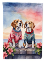 Beagle Two Hearts Garden Flag