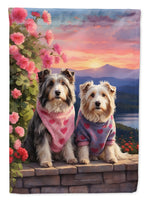 Bearded Collie Two Hearts Garden Flag