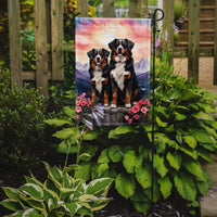 Bernese Mountain Dog Two Hearts Garden Flag