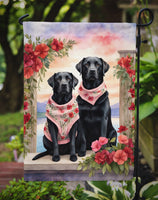 Black Labrador Retriever Two Hearts Garden Flag