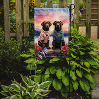 Chocolate Labrador Retriever Two Hearts Garden Flag