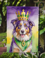 Australian Shepherd King of Mardi Gras Garden Flag