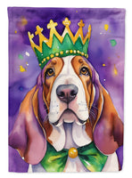 Basset Hound King of Mardi Gras House Flag