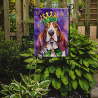 Basset Hound King of Mardi Gras Garden Flag